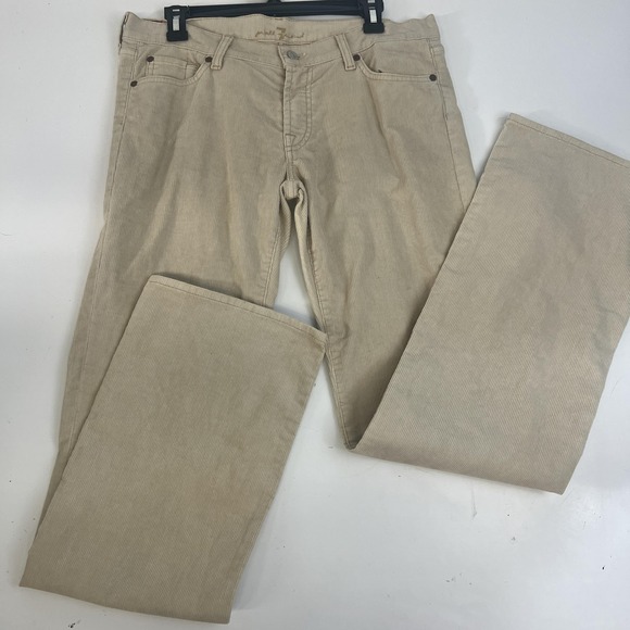 7 For All Mankind Other - 7 For All Mankind Corduroy Jeans Mens 32 Cream Bootcut Pants Made USA Stretch